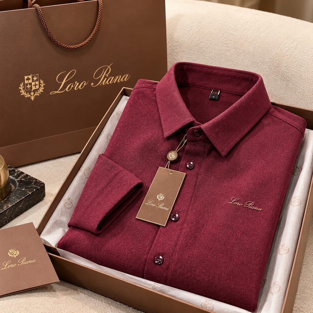 Men's Luxury Soft-Brushed Long-Sleeve Button-Down Shirt