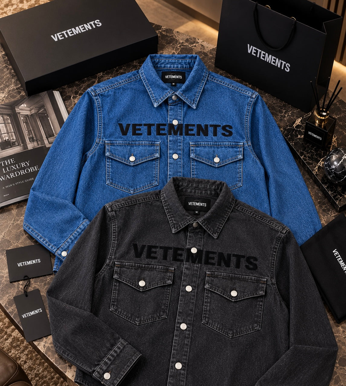 Premium Washed Denim Statement Shirt