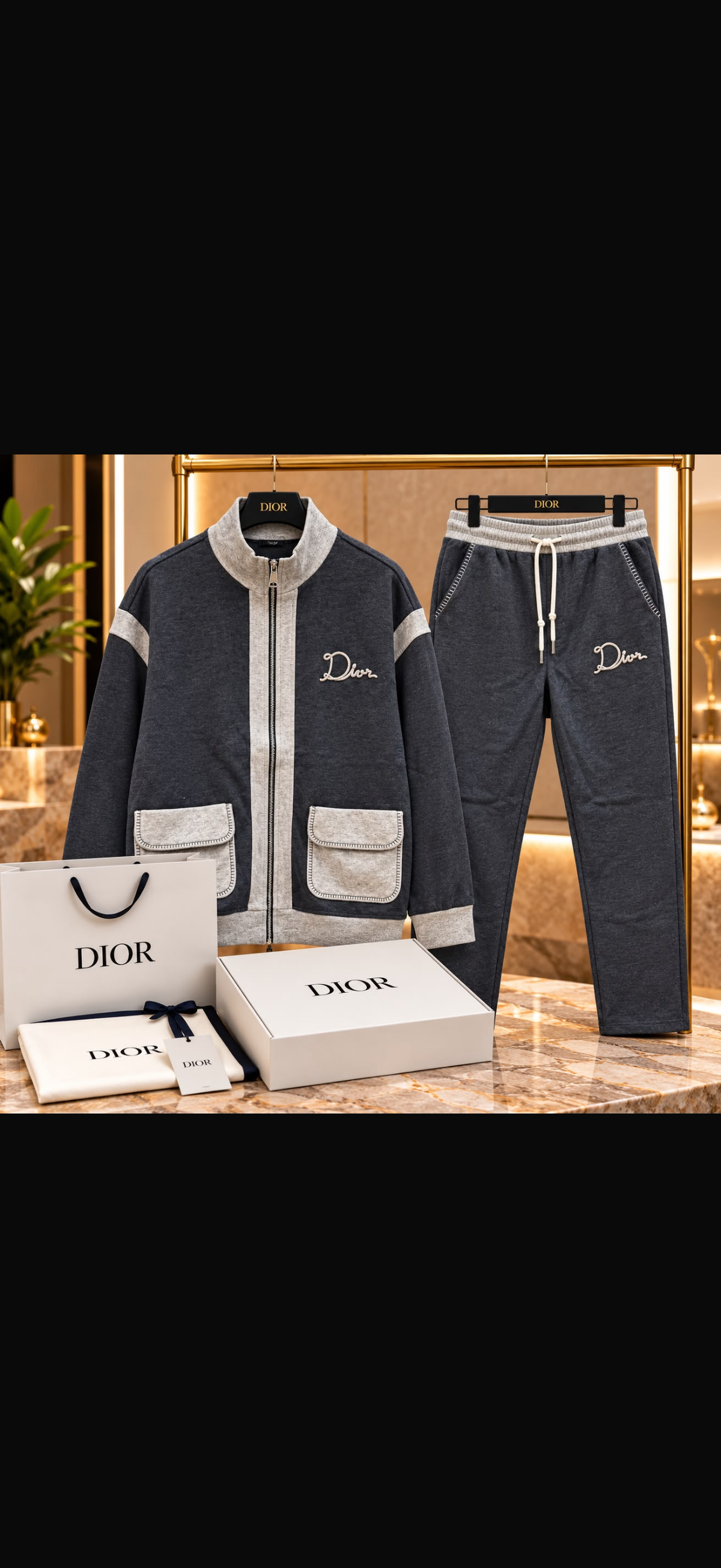 Men's Two-Color Zip-Up Jacket & Track Pants Set