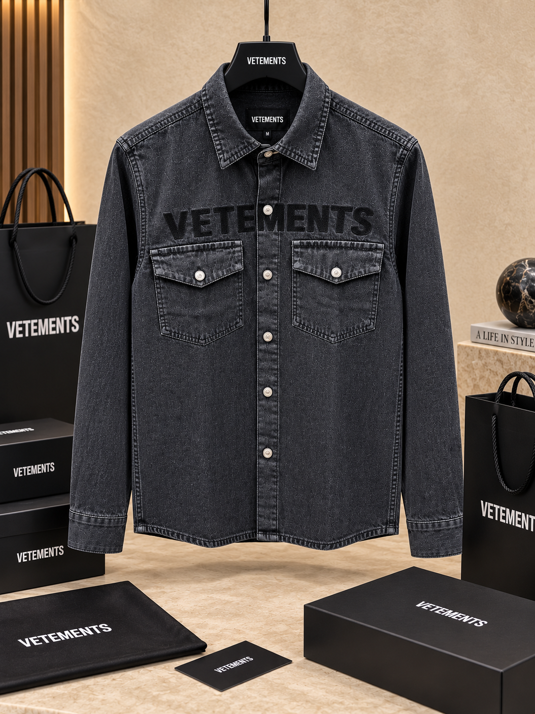 Premium Washed Denim Statement Shirt