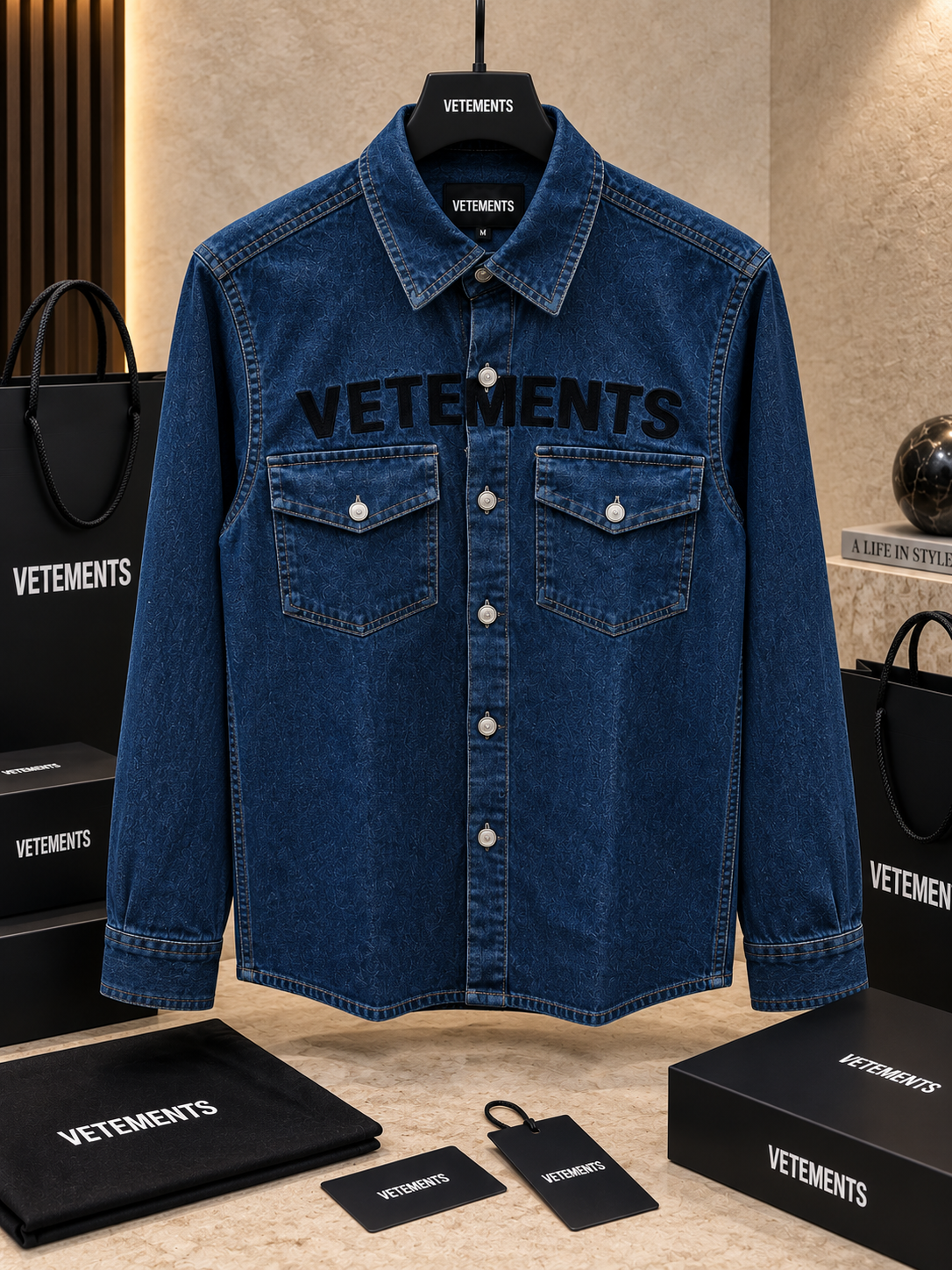 Premium Washed Denim Statement Shirt