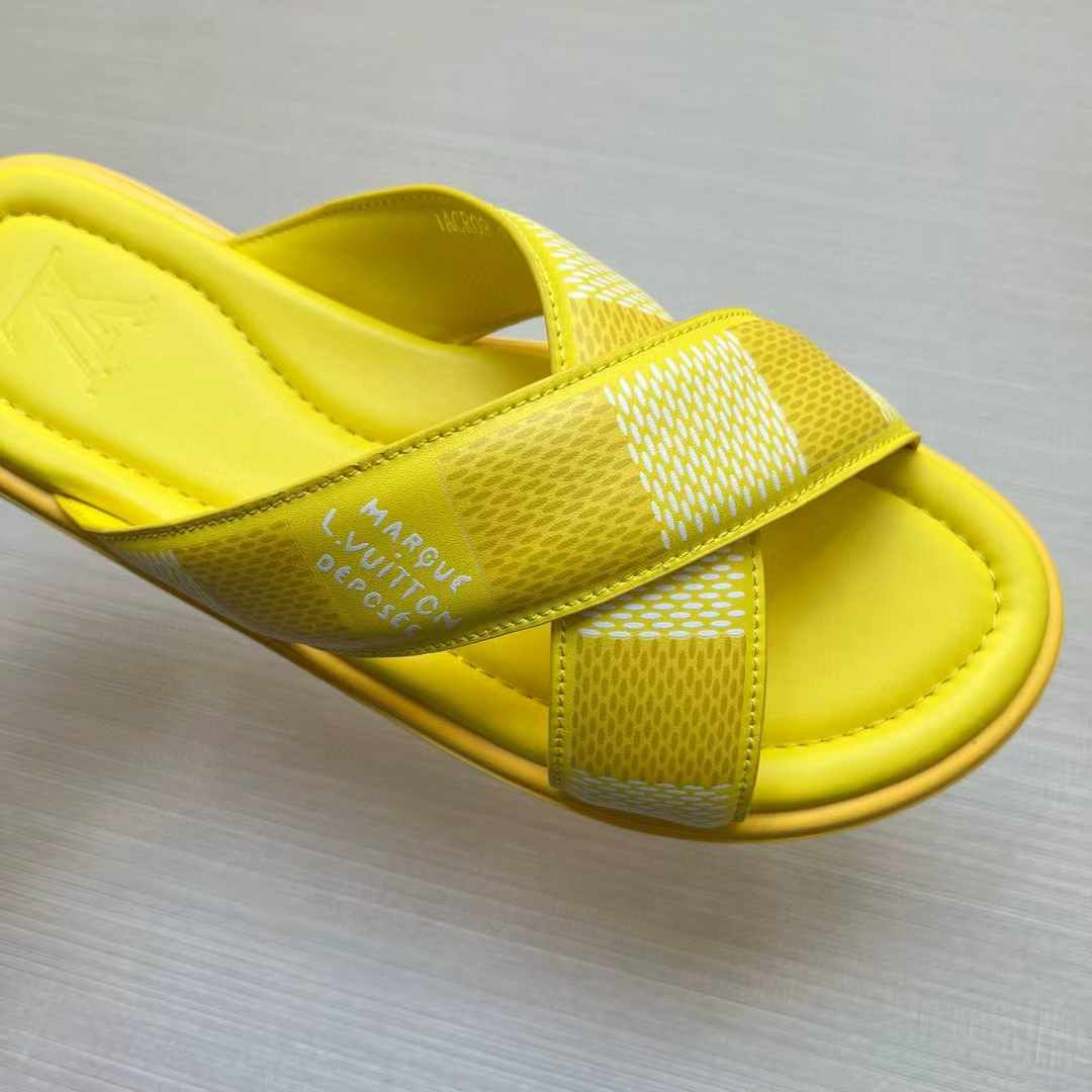 LV Venice Mule – Damier Lambskin Crossover Sandals (Prefall 2024 Collection)