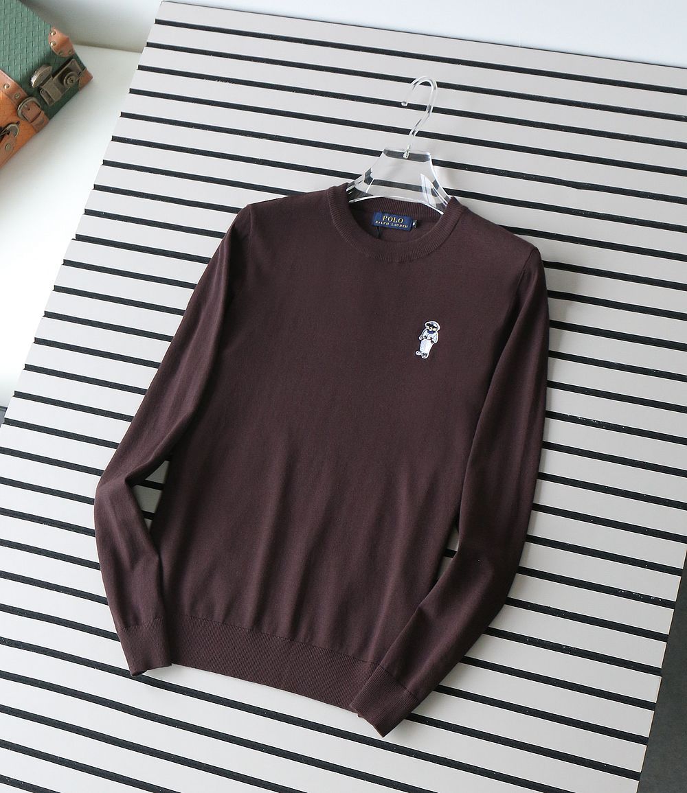 Men’s Premium Knitted Solid Full Sleeves Crew Neck T-Shirt with Front Logo – Contemporary Fit