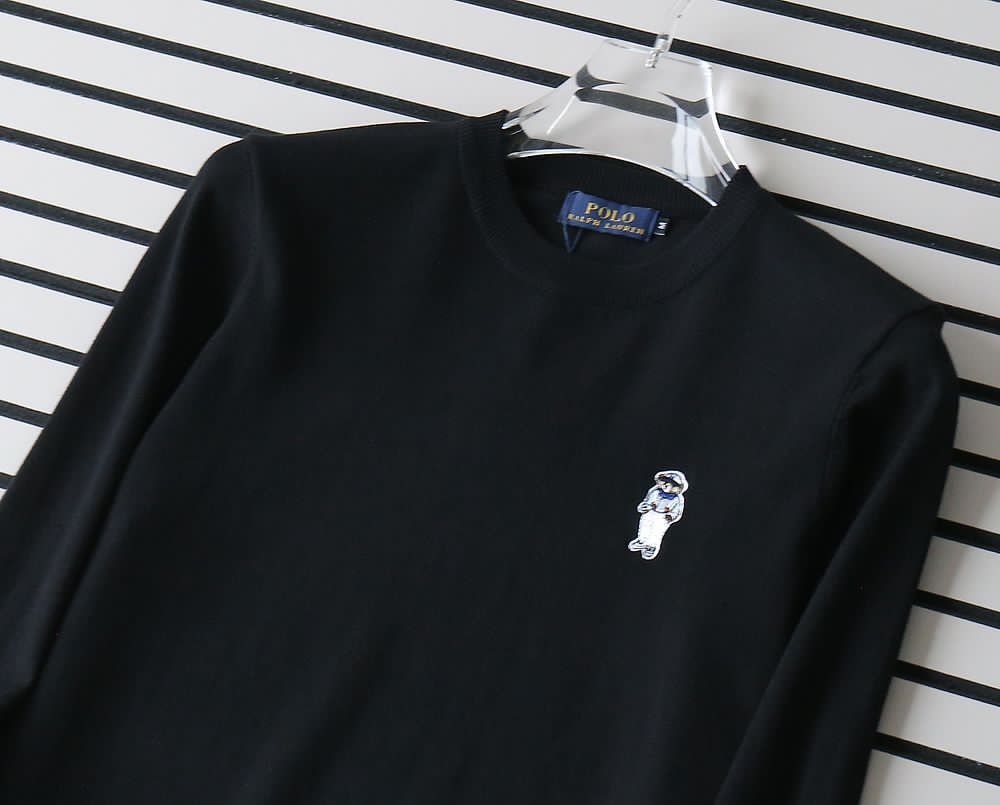 Men’s Premium Knitted Solid Full Sleeves Crew Neck T-Shirt with Front Logo – Contemporary Fit
