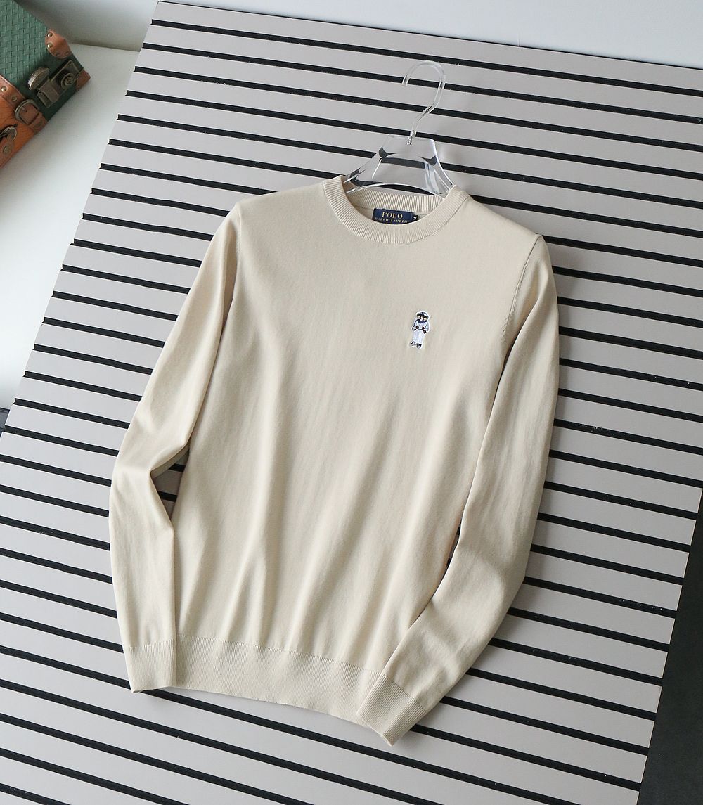 Men’s Premium Knitted Solid Full Sleeves Crew Neck T-Shirt with Front Logo – Contemporary Fit