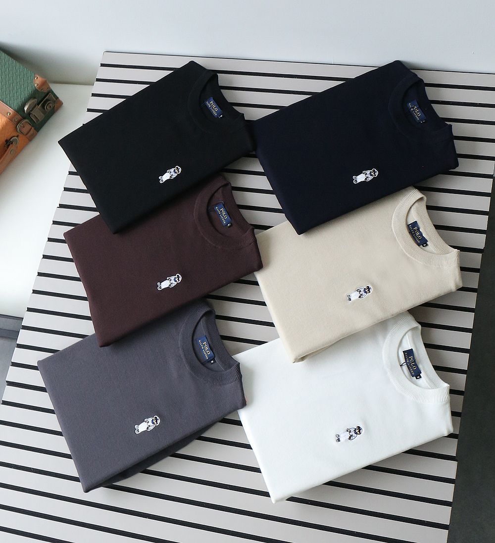 Men’s Premium Knitted Solid Full Sleeves Crew Neck T-Shirt with Front Logo – Contemporary Fit
