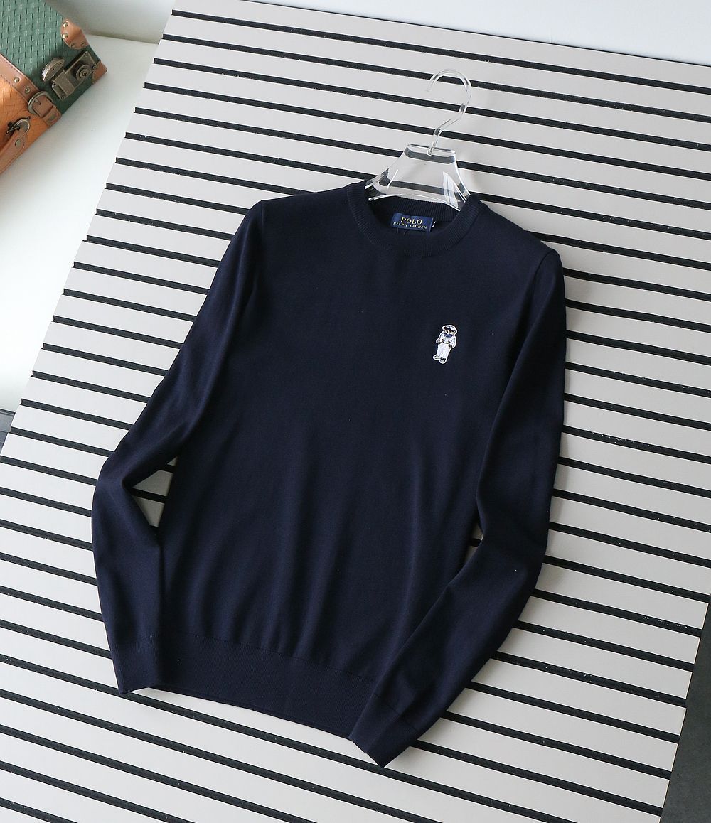 Men’s Premium Knitted Solid Full Sleeves Crew Neck T-Shirt with Front Logo – Contemporary Fit