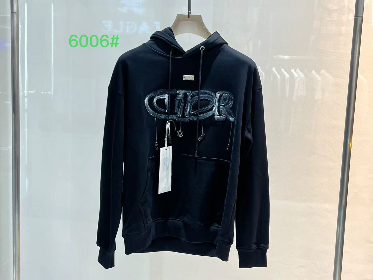 Monochrome Hand-Painted Logo Hoodie