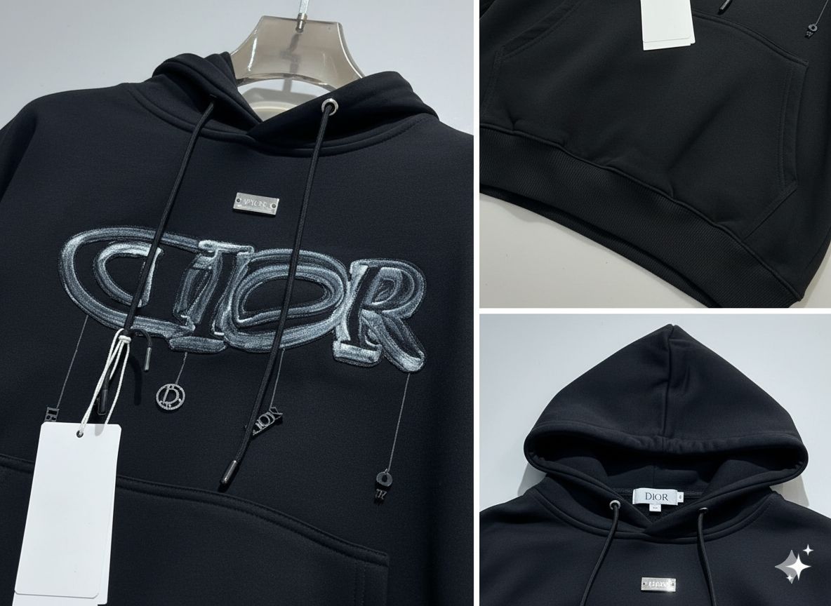 Monochrome Hand-Painted Logo Hoodie