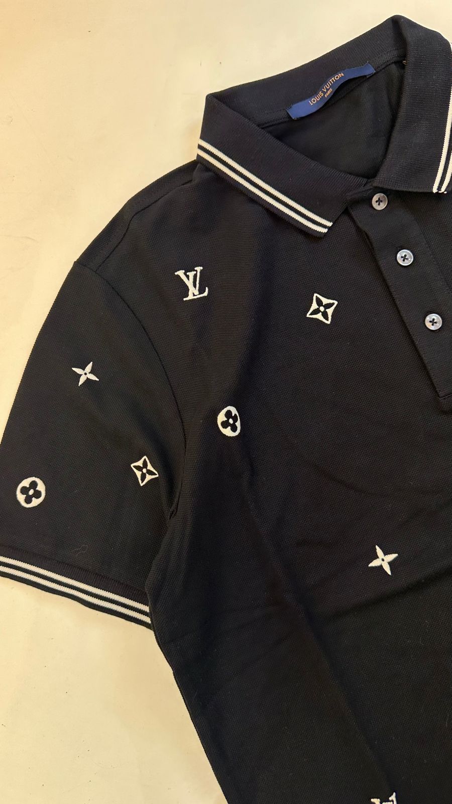 Imported Collar T-Shirt with All-Over Embroidery