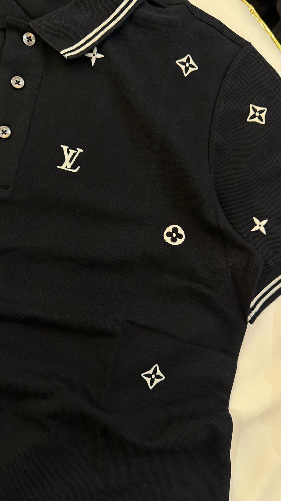 Imported Collar T-Shirt with All-Over Embroidery