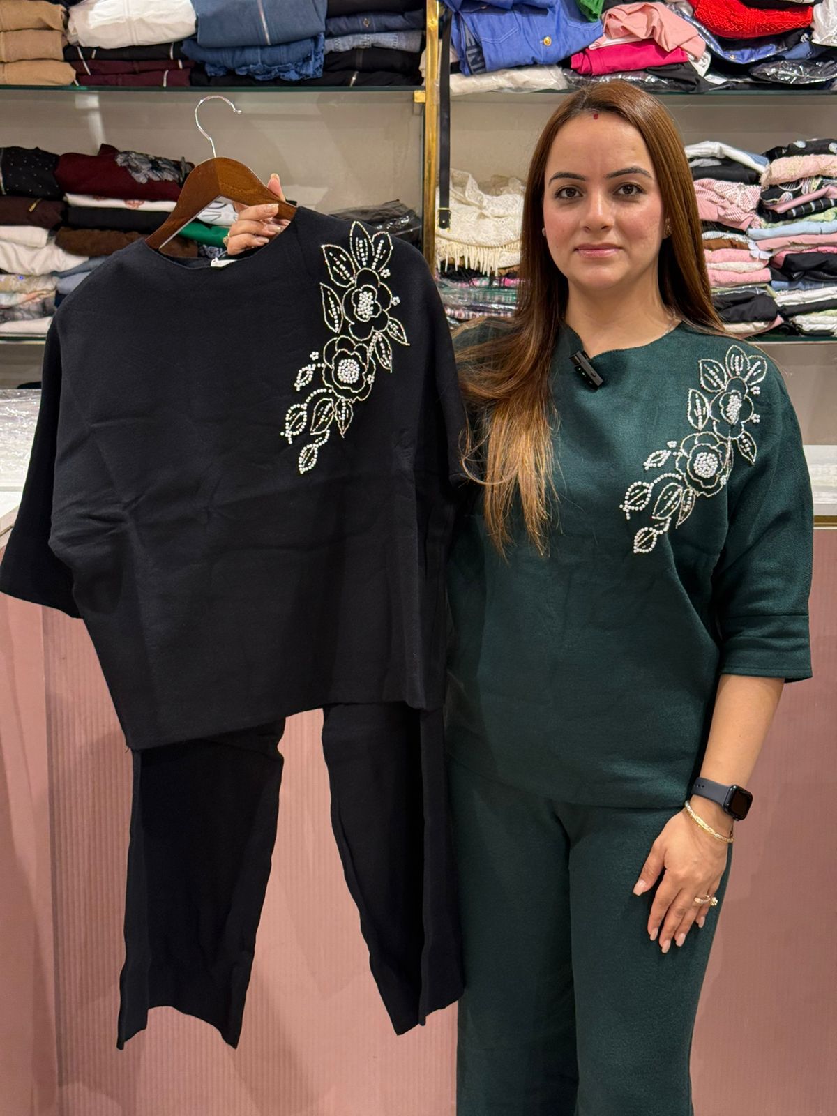 Premium woolen cord set With hand embroidery