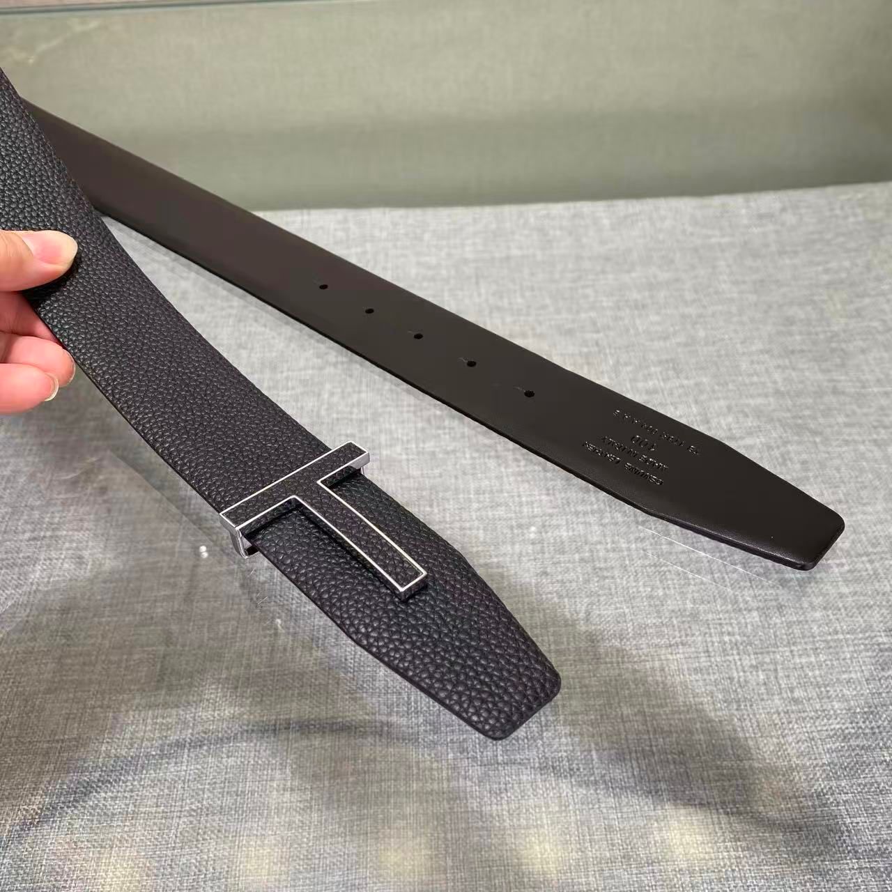 Premium Textured Leather T-Buckle Belt