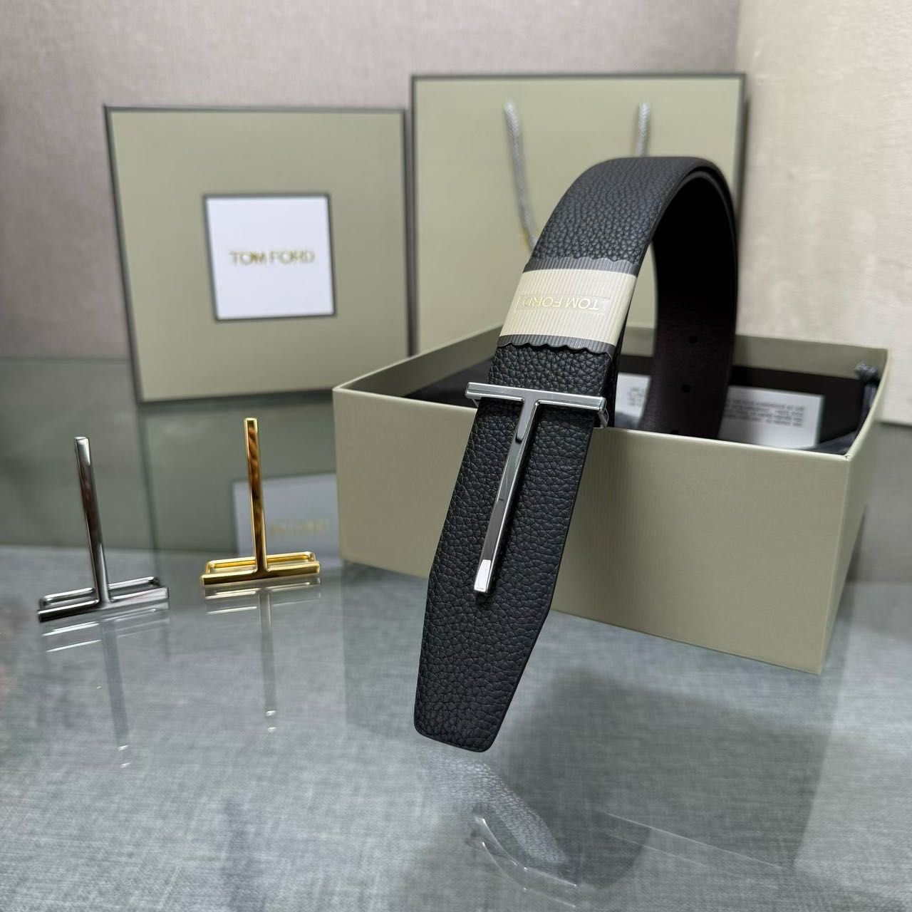 Premium Textured Leather T-Buckle Belt