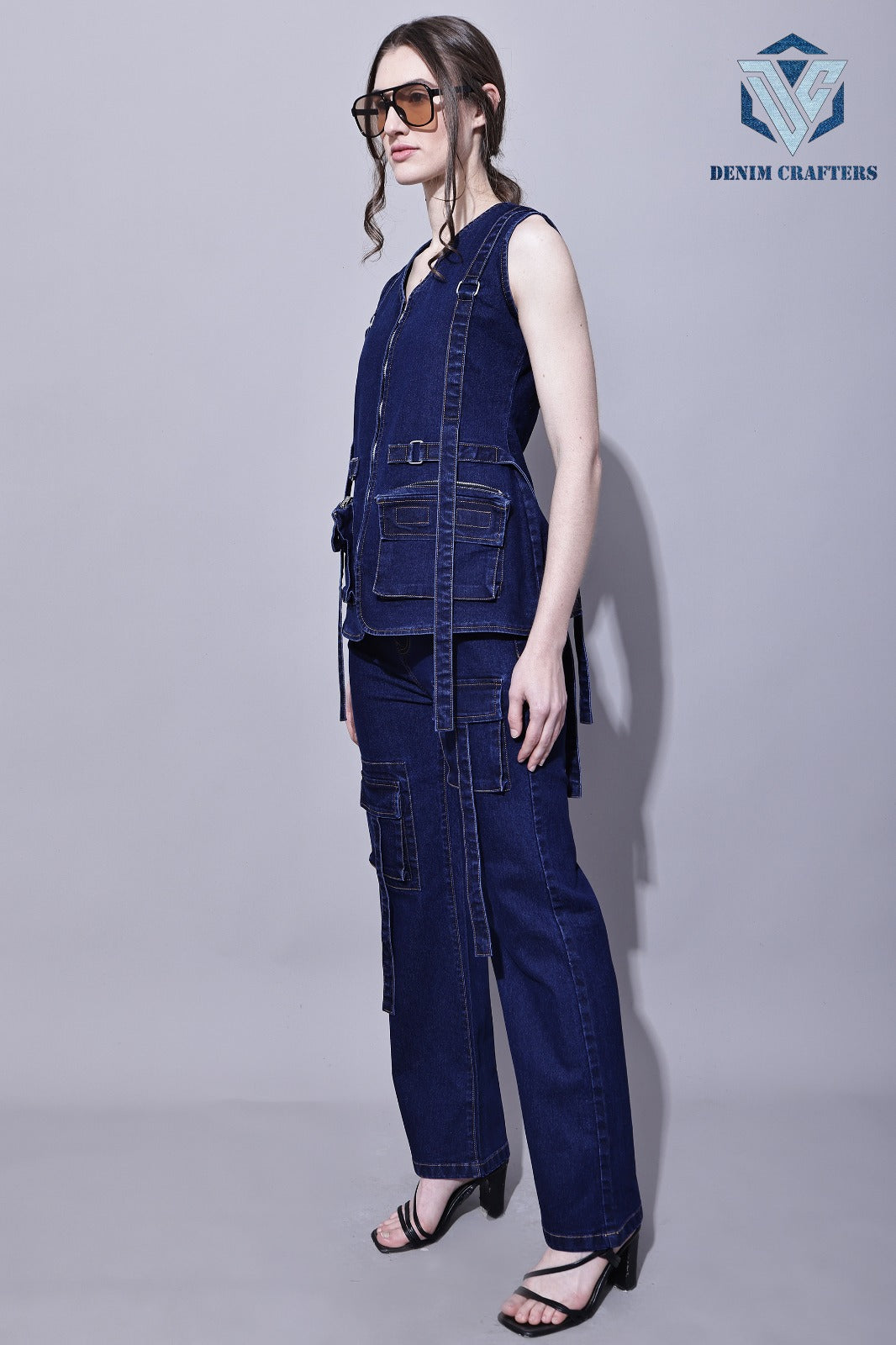 Premium Denim Cargo Cord Set