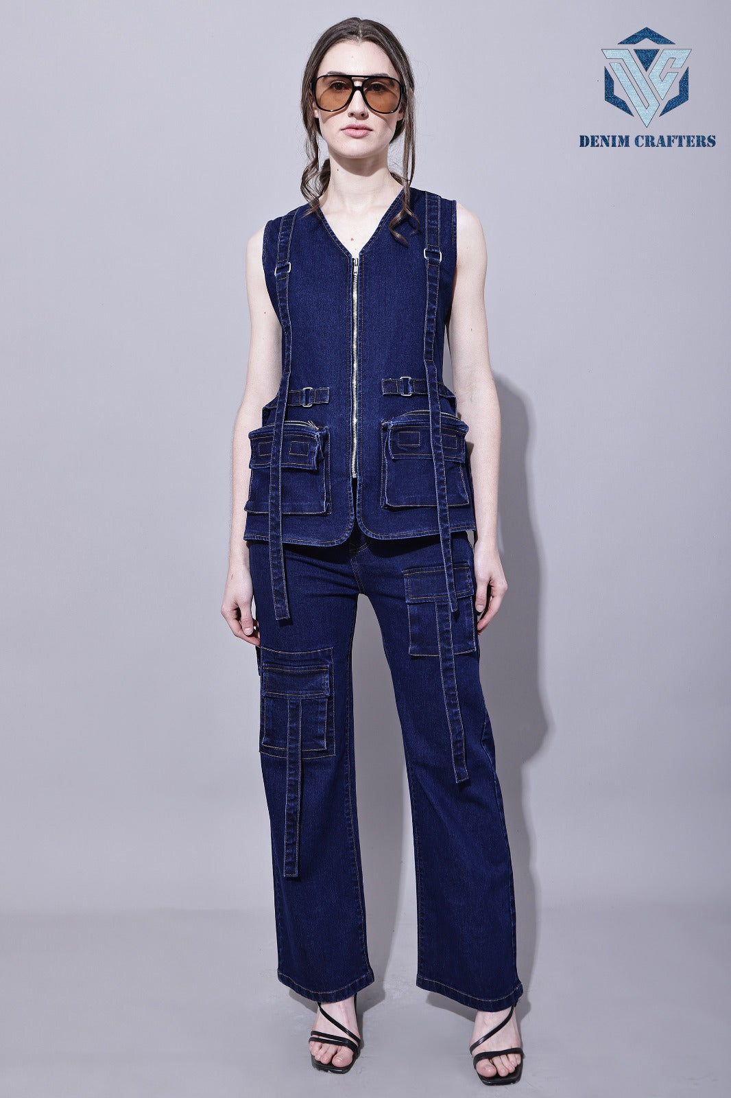 Premium Denim Cargo Cord Set