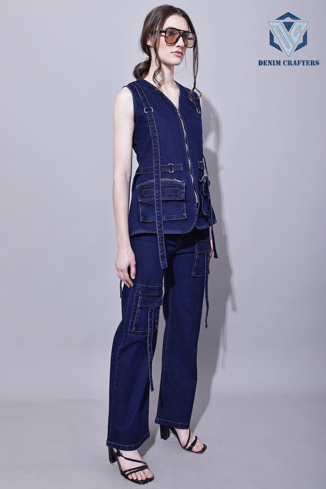 Premium Denim Cargo Cord Set