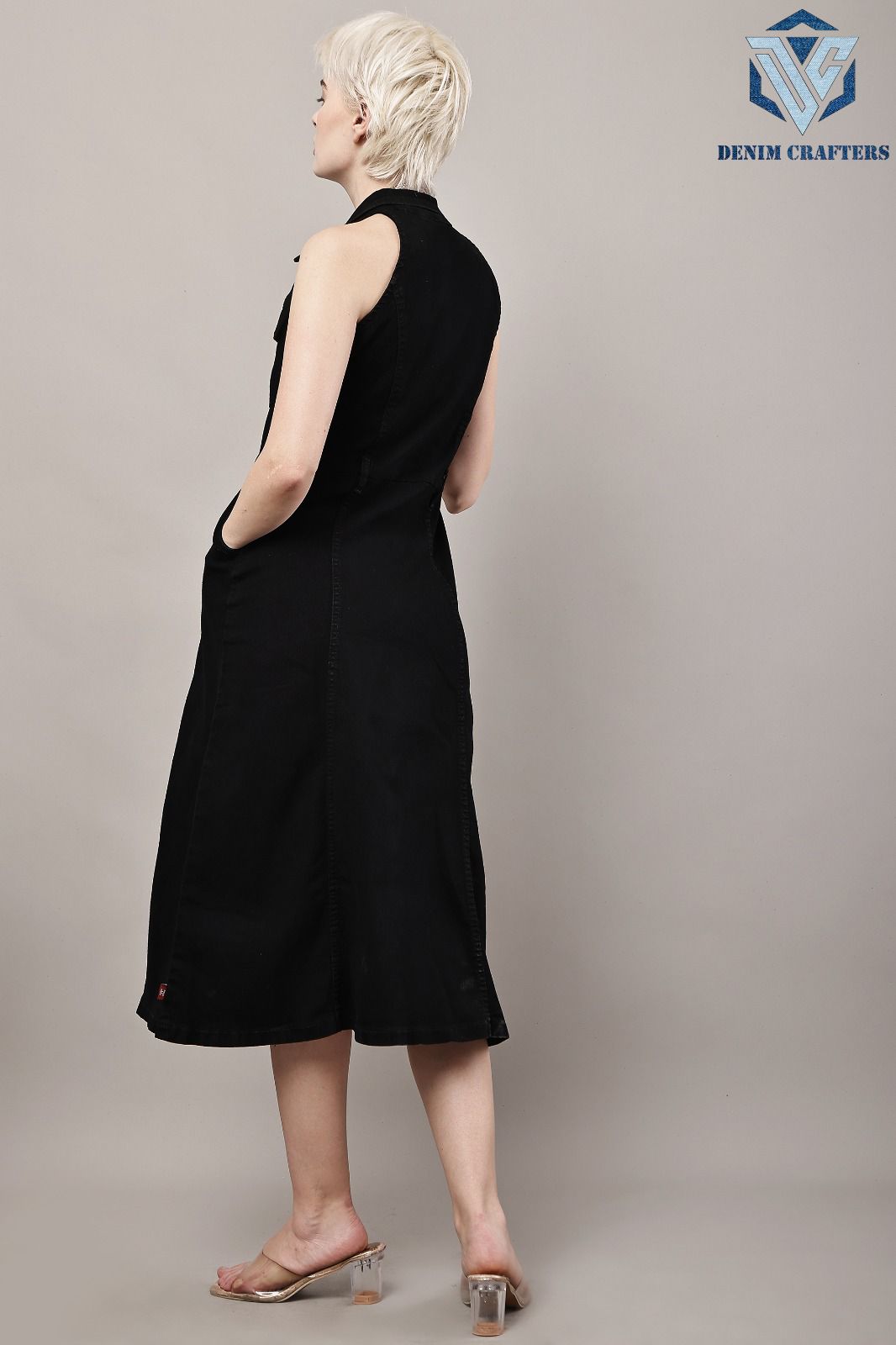 Viral Button-Front Denim Midi Dress