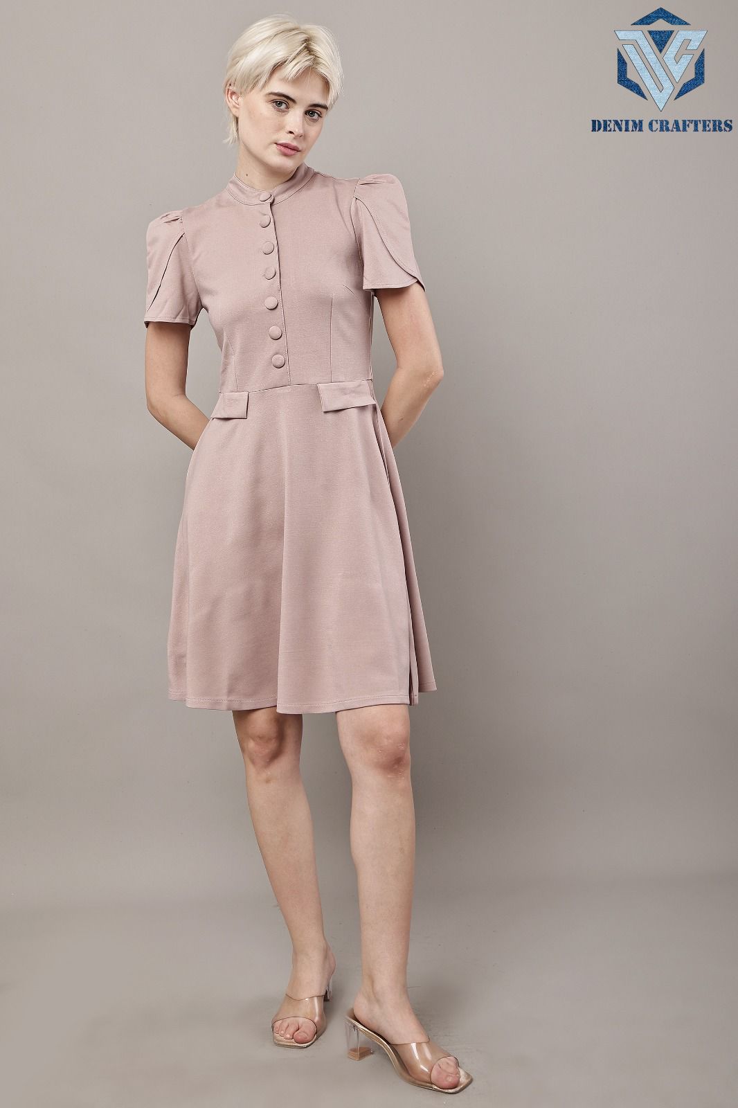 Elegant Petal Sleeve Roma Dress