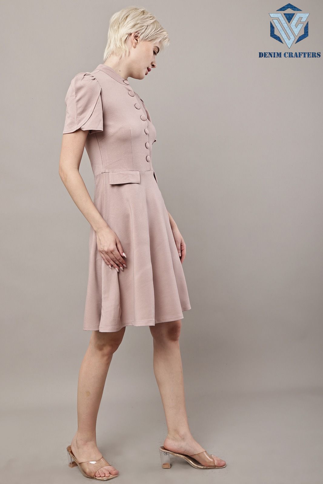 Elegant Petal Sleeve Roma Dress