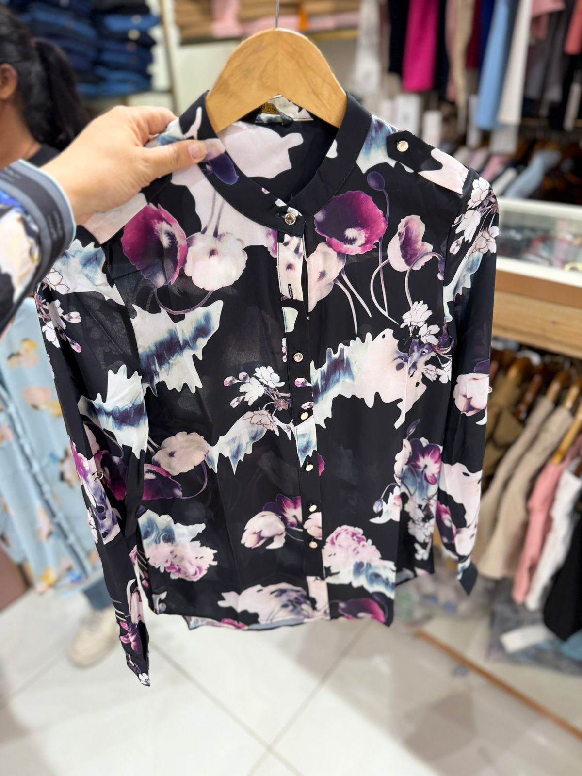 Midnight Bloom Digital Luxe Shirt