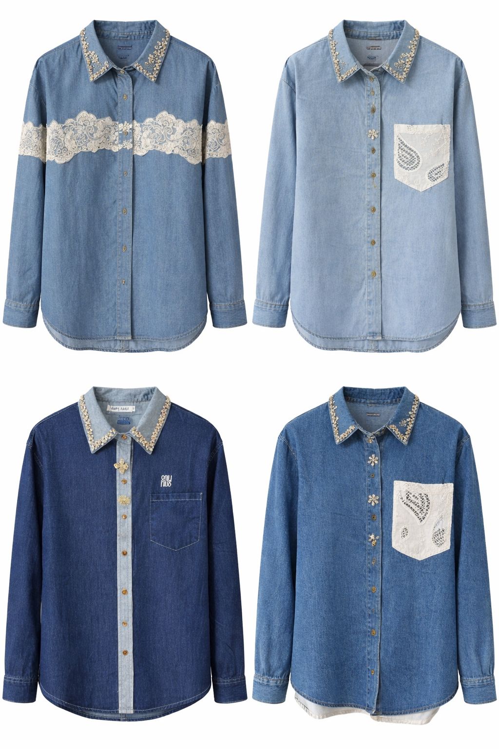 Crystal Edge Luxe Denim Shirt