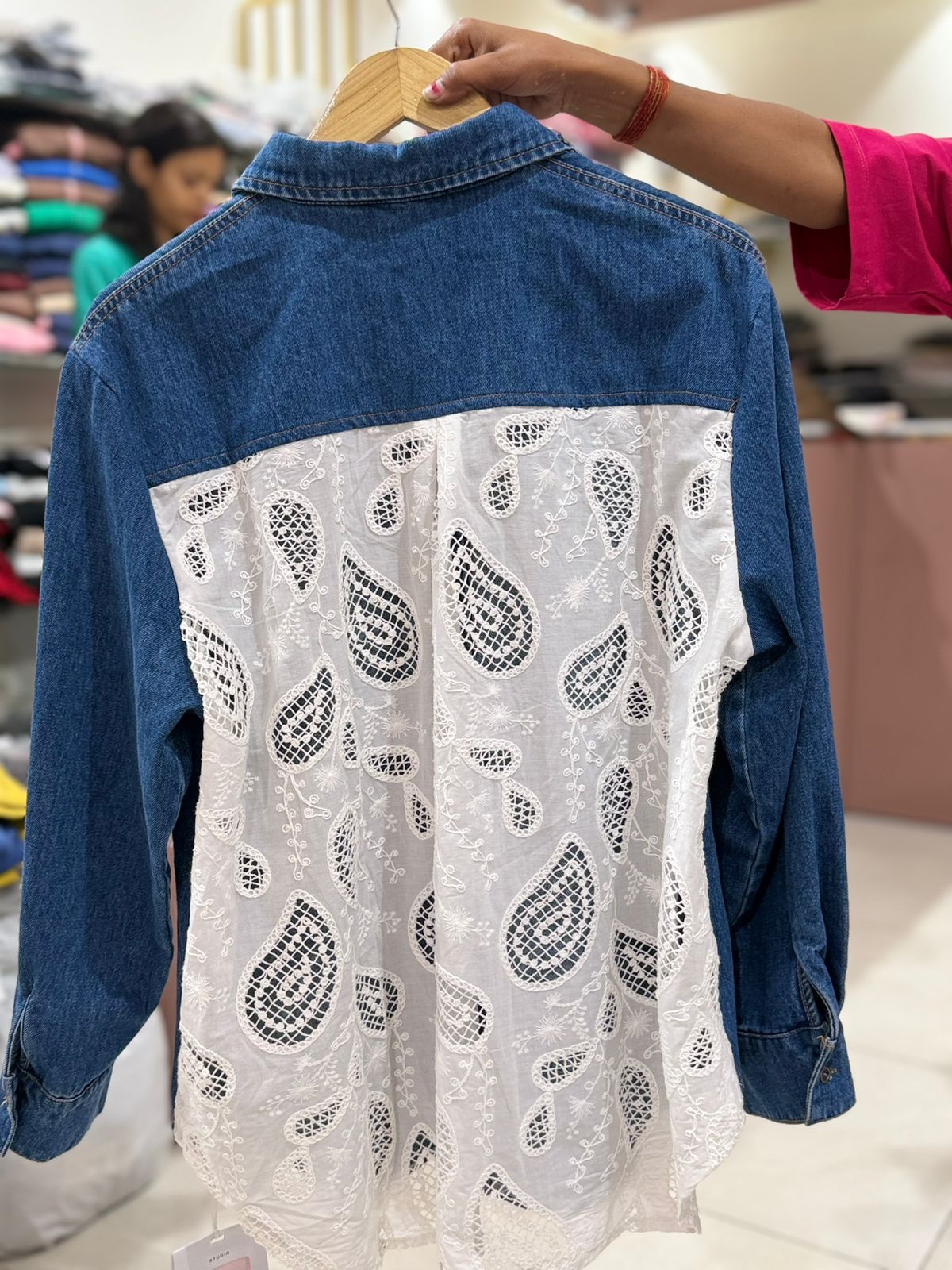 Crystal Edge Luxe Denim Shirt
