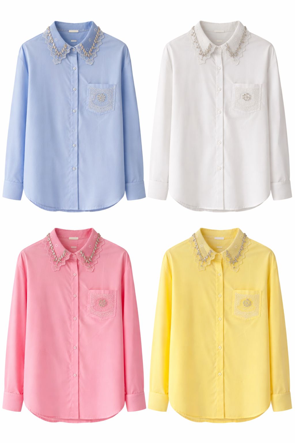 Designer Studded Collar Oversized Shirt