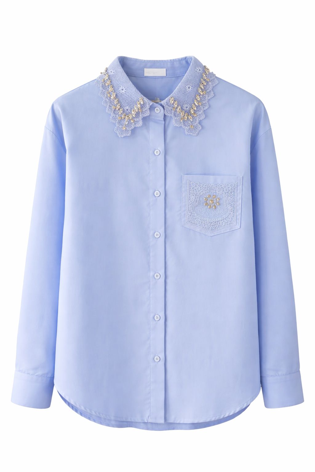 Designer Studded Collar Oversized Shirt