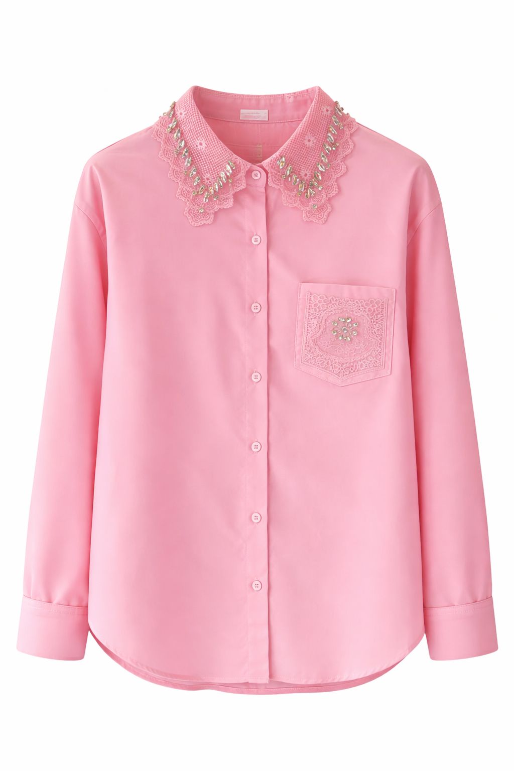 Designer Studded Collar Oversized Shirt