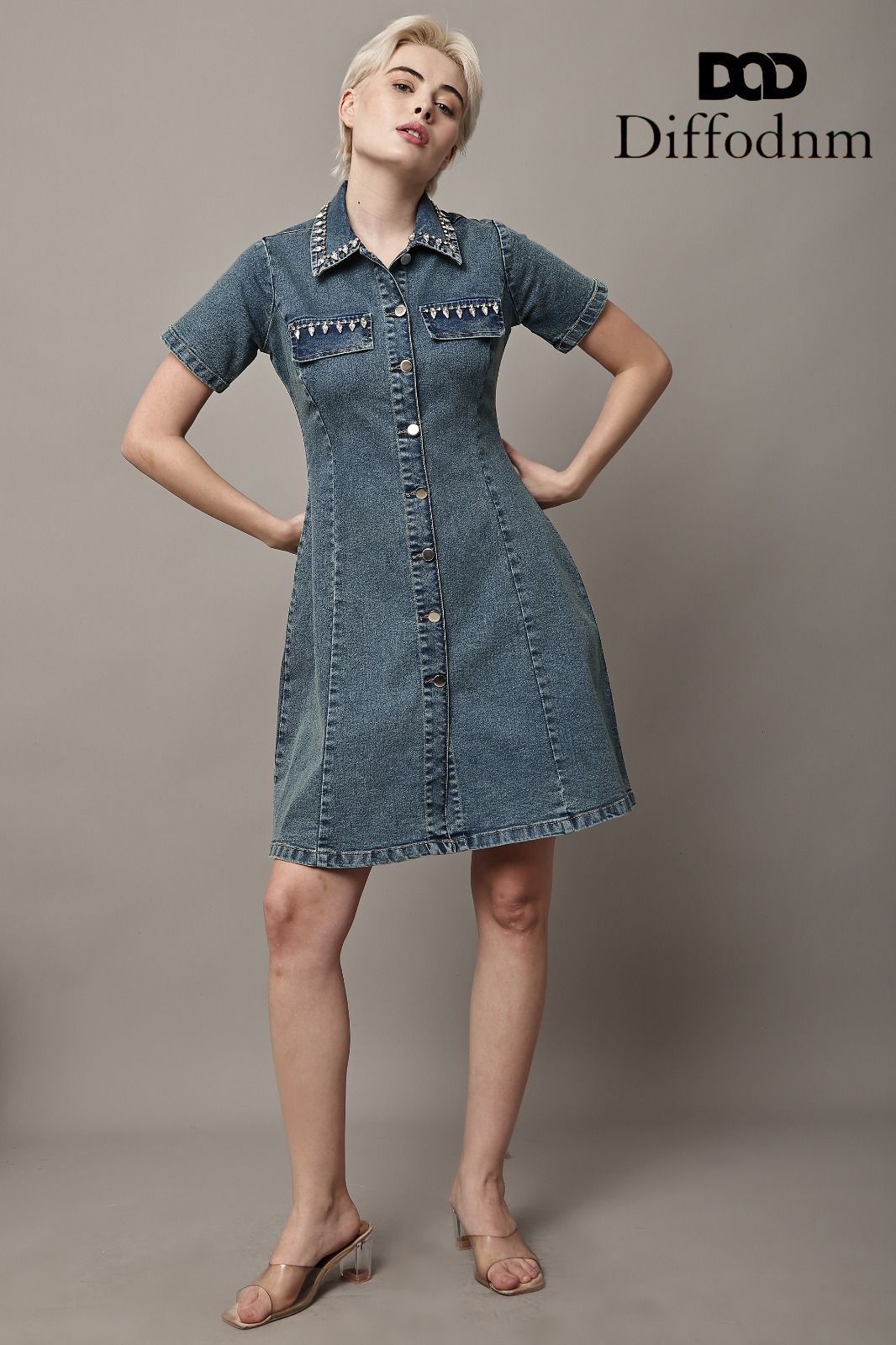 Vintage Charm Collar Denim Dress
