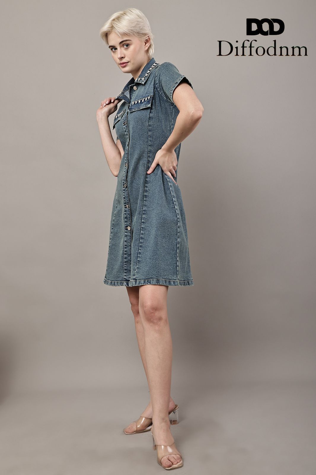 Vintage Charm Collar Denim Dress