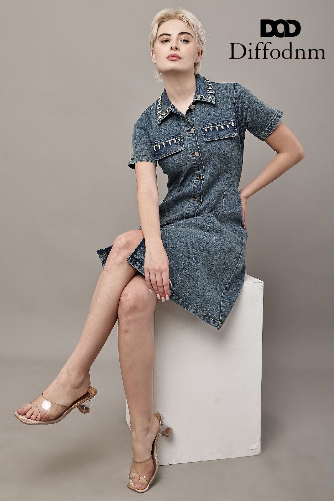 Vintage Charm Collar Denim Dress