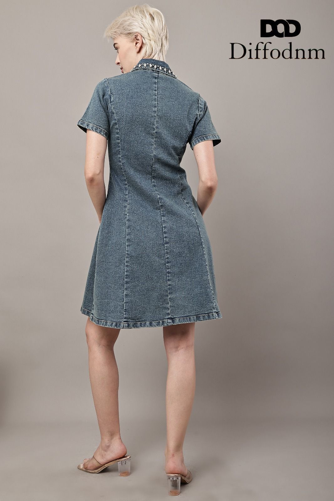 Vintage Charm Collar Denim Dress