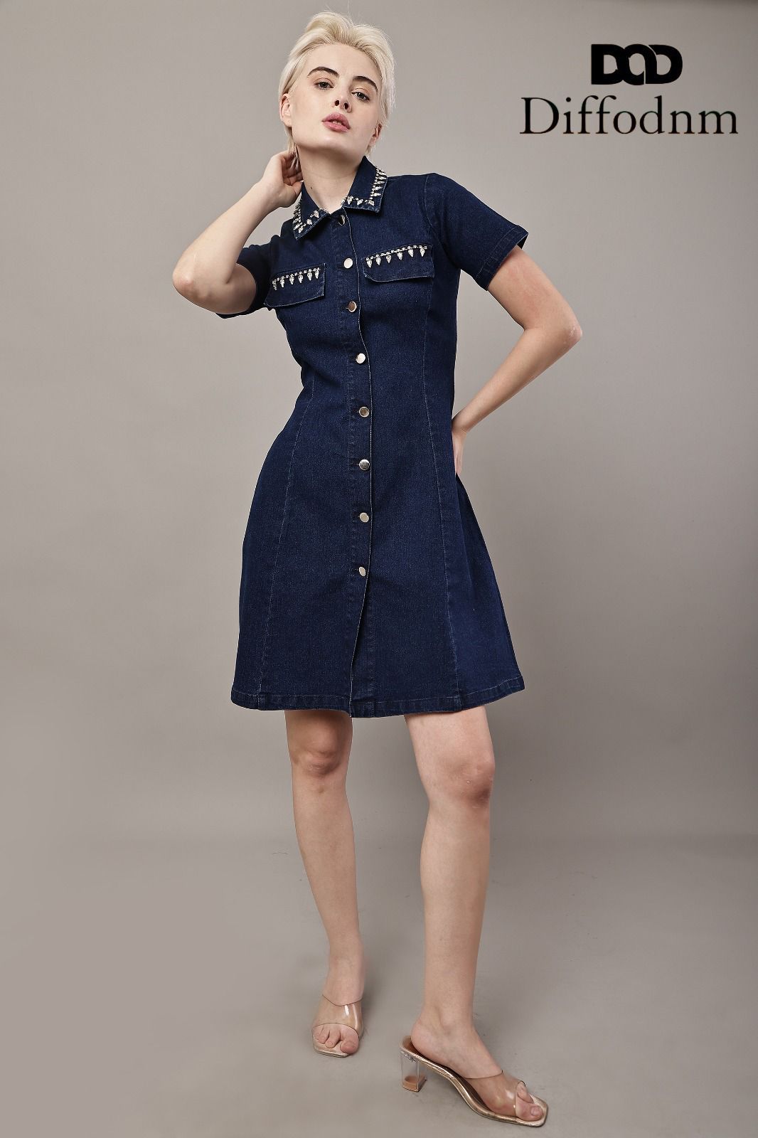Vintage Charm Collar Denim Dress