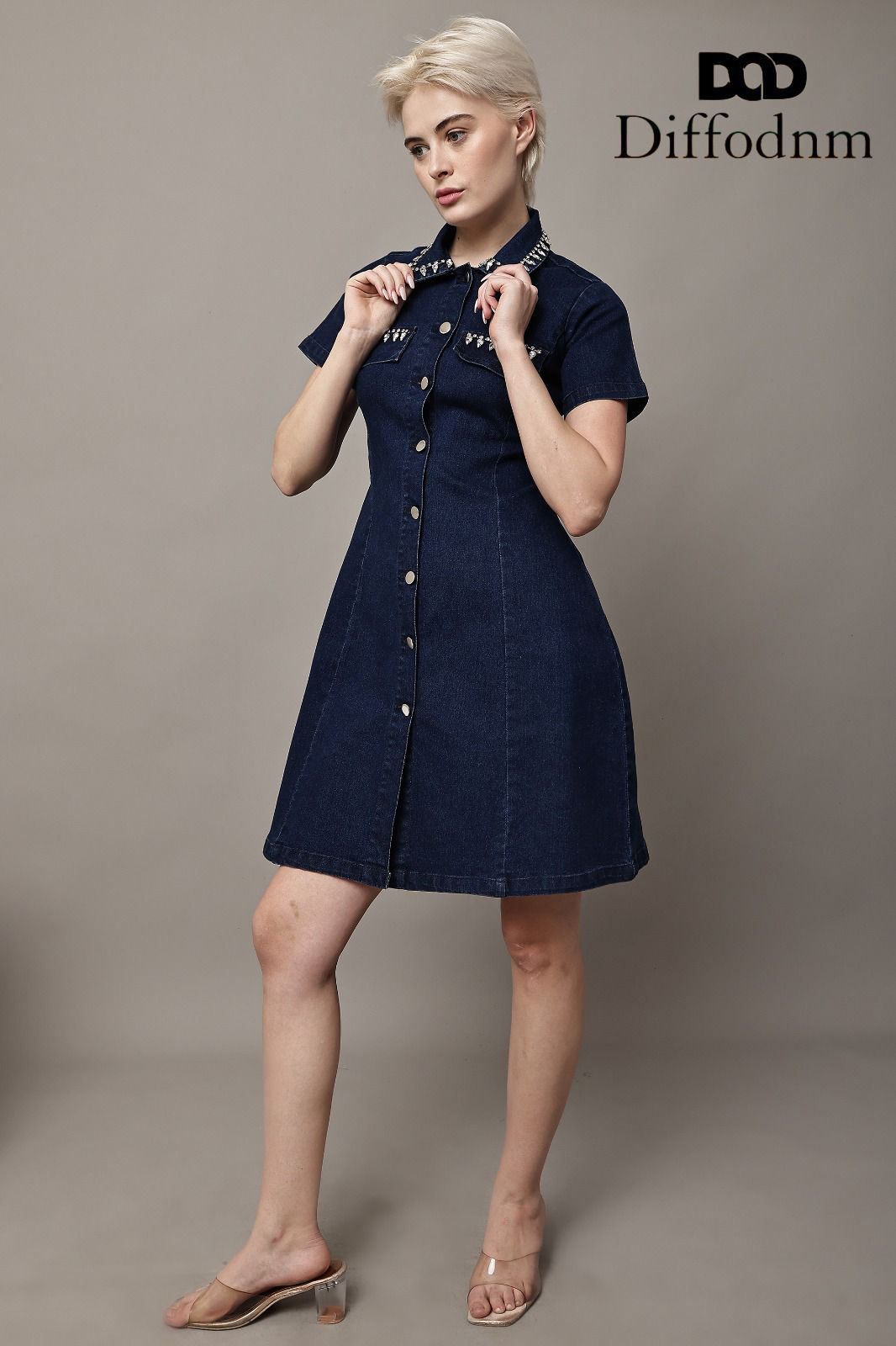 Vintage Charm Collar Denim Dress