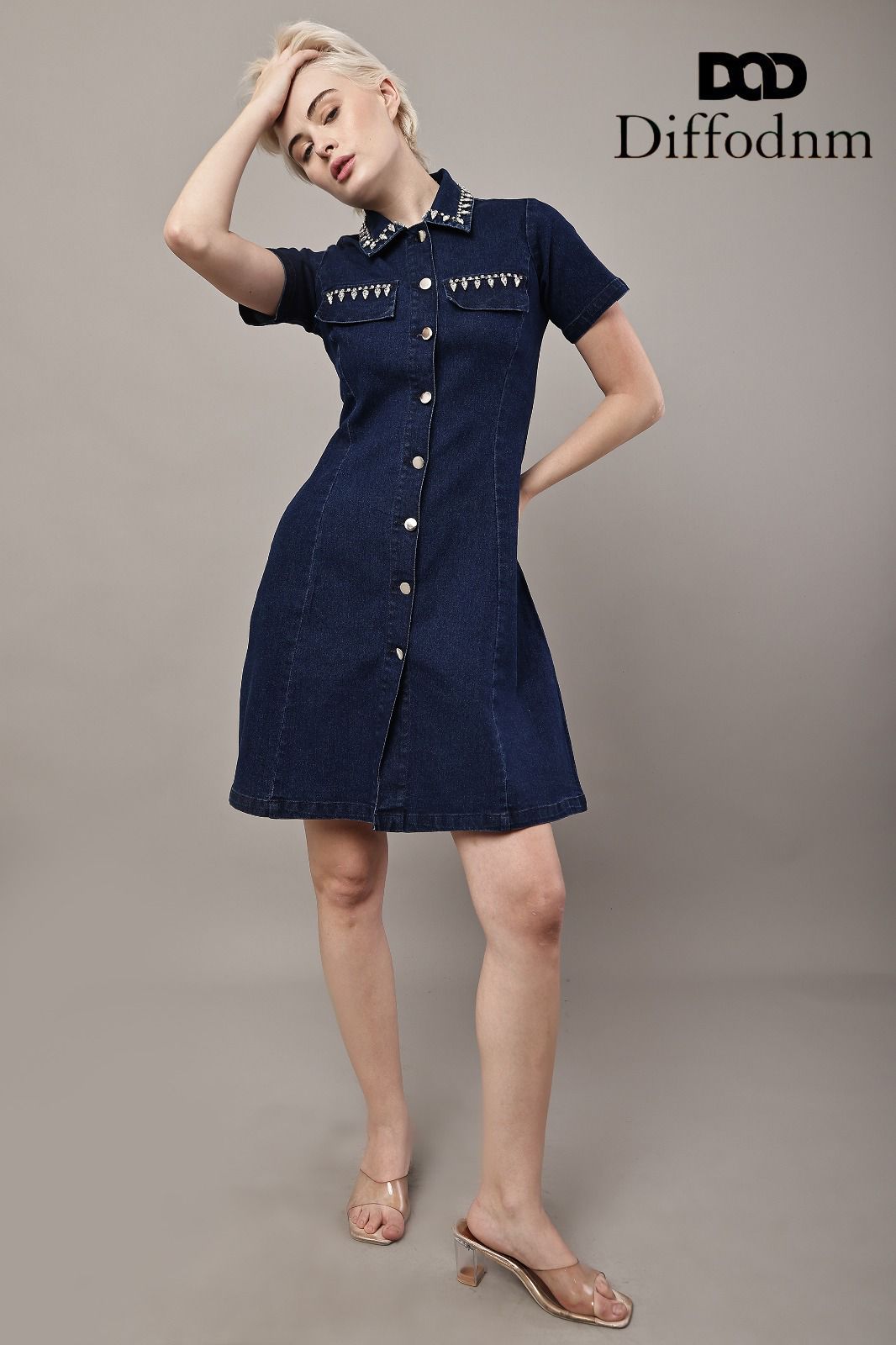 Vintage Charm Collar Denim Dress