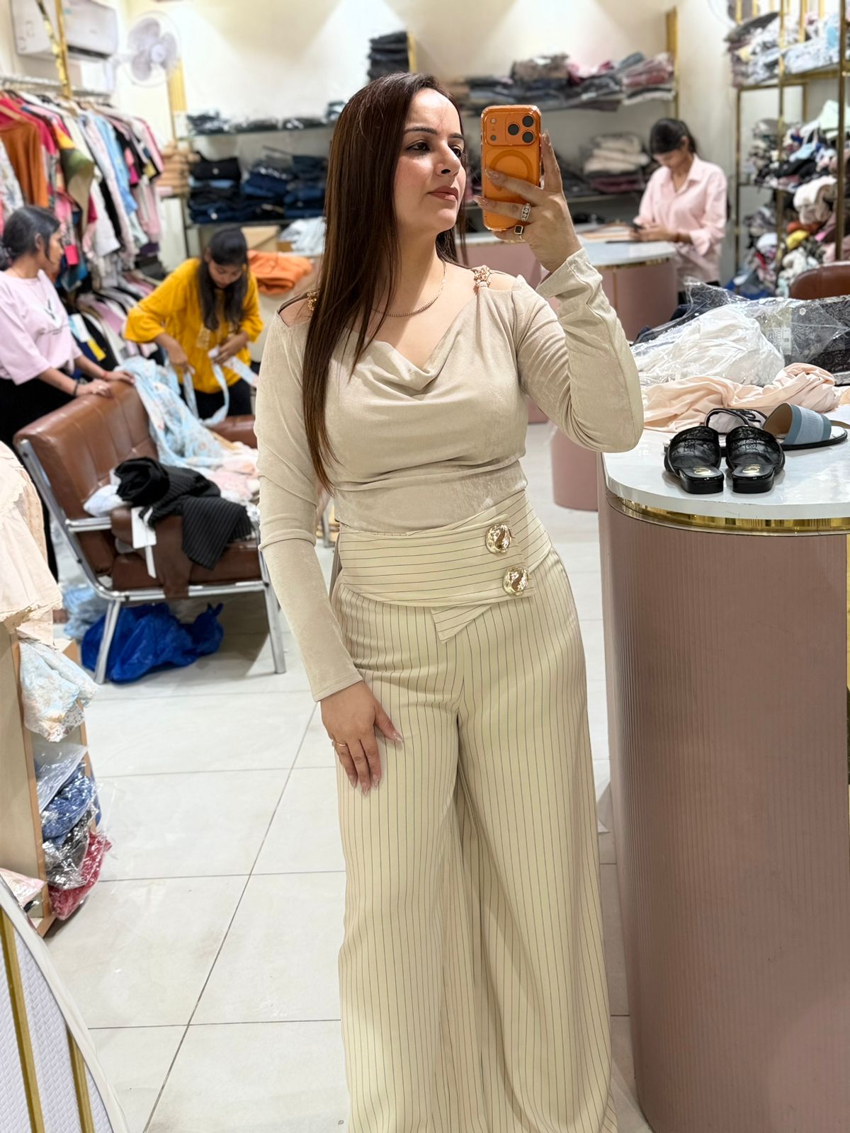 Luxe Draped Pinstripe Cord Set
