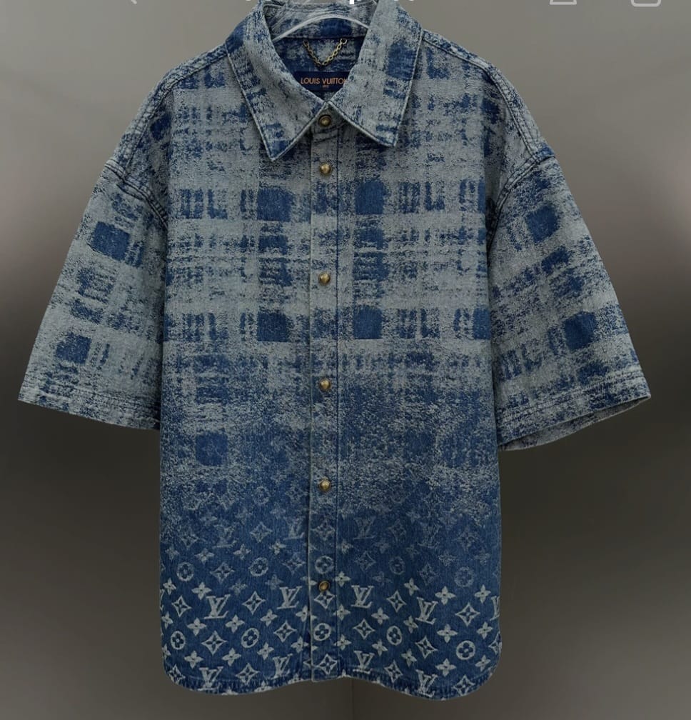 Luxury Monogram Denim Shirt – Oversized Statement Edition