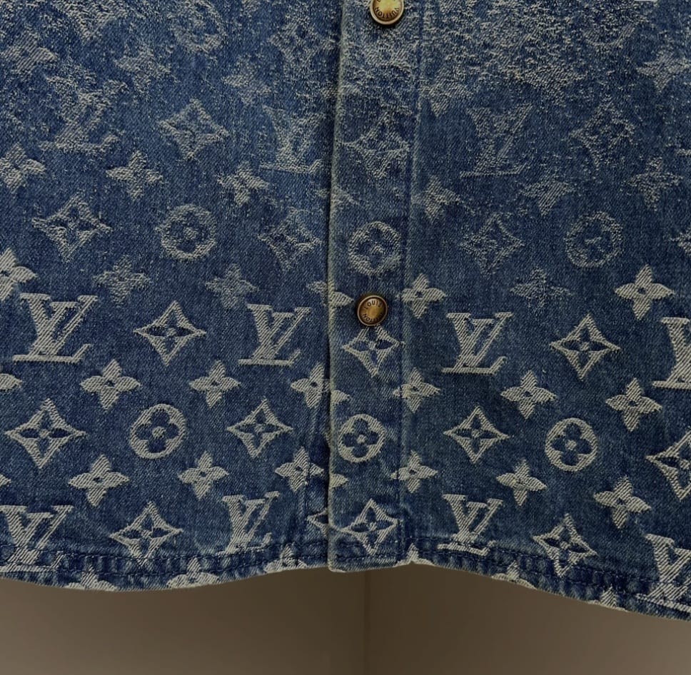 Luxury Monogram Denim Shirt – Oversized Statement Edition