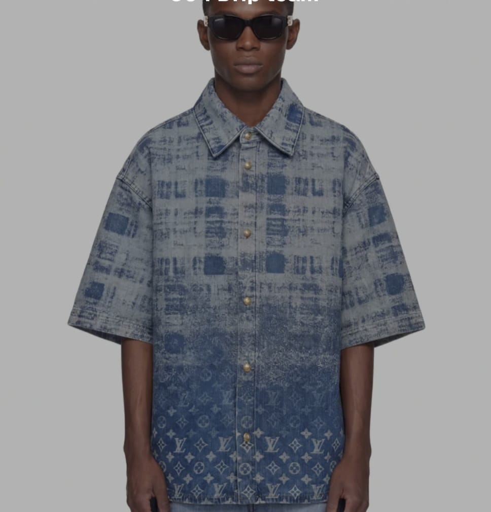 Luxury Monogram Denim Shirt – Oversized Statement Edition