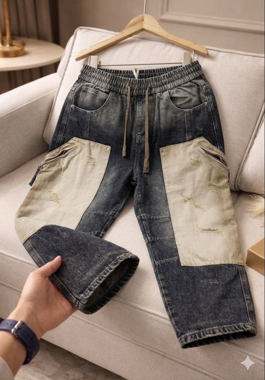 Urban Patchwork Cargo Baggy Denim – Street Luxe Edition