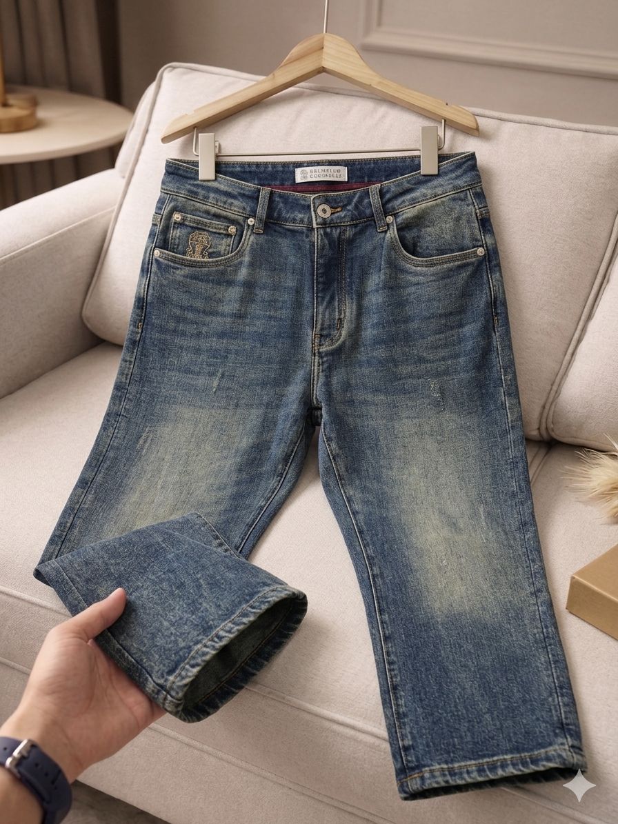 Premium Comfort Fit Washed Denim – Italian Luxe Edition