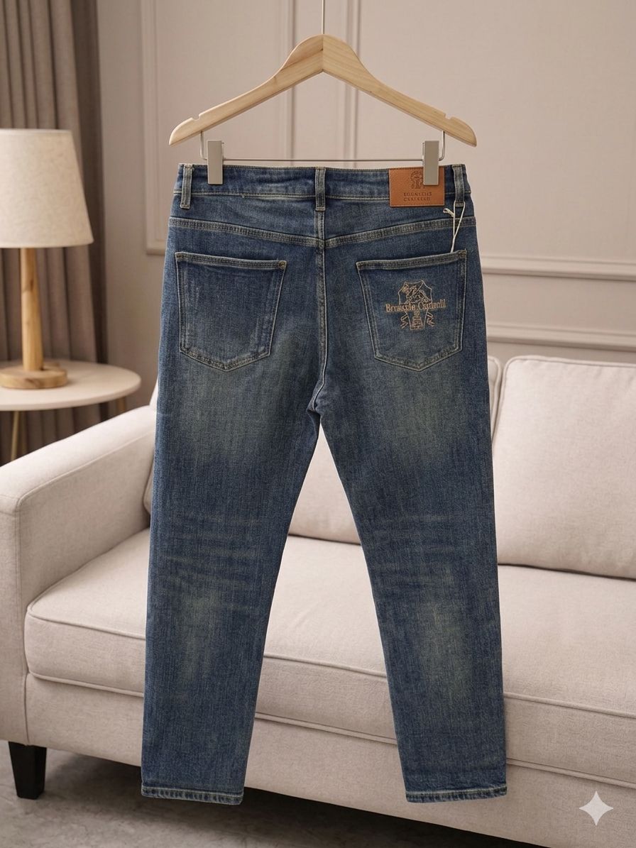Premium Comfort Fit Washed Denim – Italian Luxe Edition