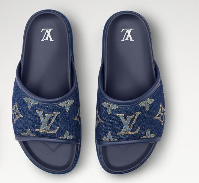 Denim Luxe Monogram Mule – Premium Slide Edition