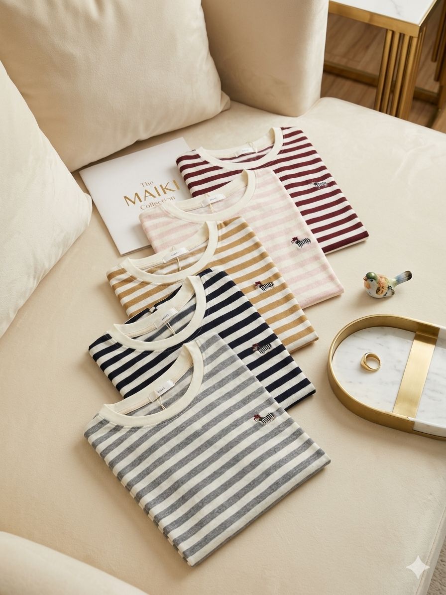 Korean Striped Soft Cotton Tee