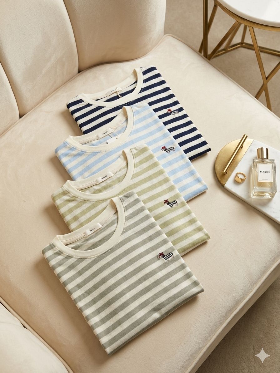 Korean Striped Soft Cotton Tee