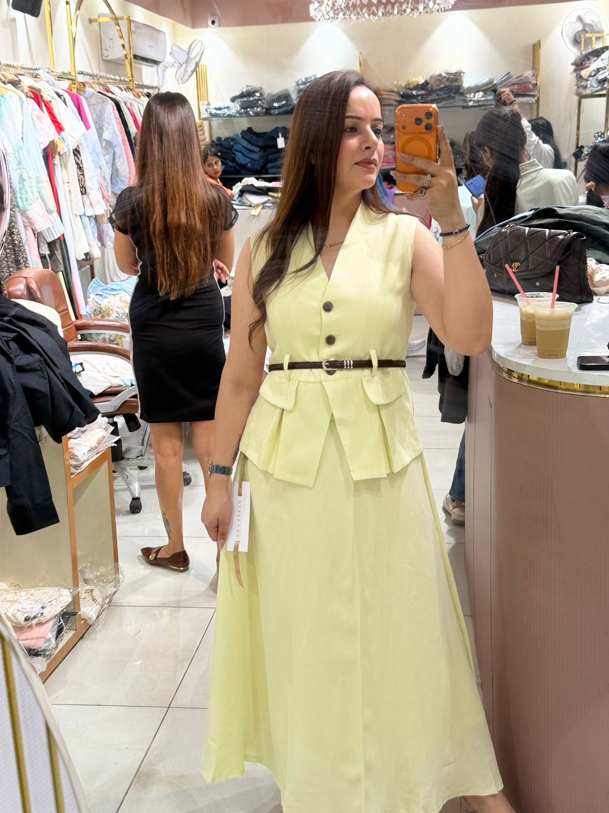 Elegant Linen Skirt Co-Ord Set – Belted Luxe Edition