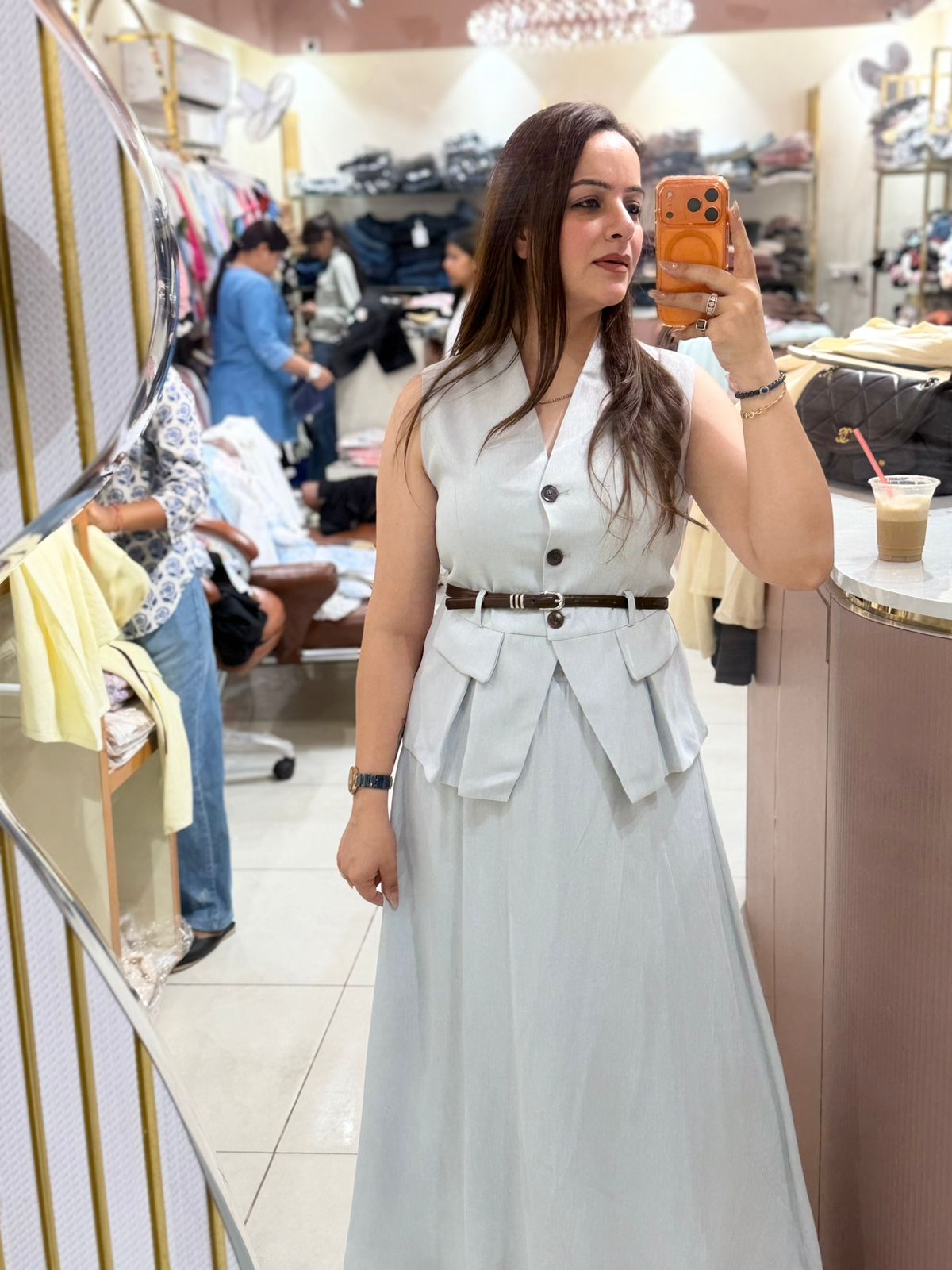 Elegant Linen Skirt Co-Ord Set – Belted Luxe Edition