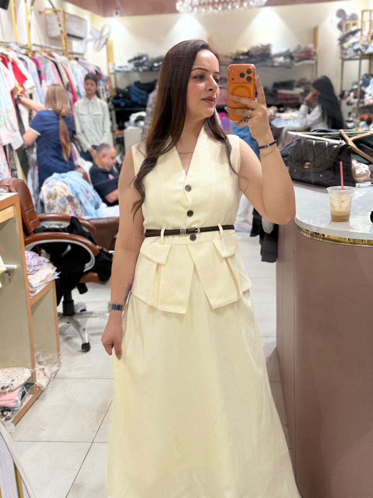 Elegant Linen Skirt Co-Ord Set – Belted Luxe Edition